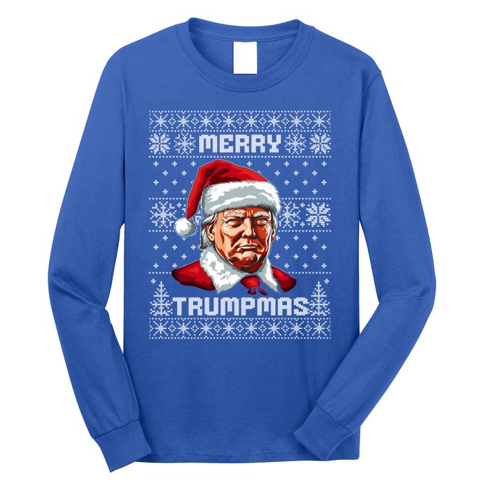 Merry Trumpmas Santa Claus Trump Christmas Ugly Christmas Long Sleeve Shirt