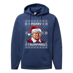 Merry Trumpmas Santa Claus Trump Christmas Ugly Christmas Performance Fleece Hoodie