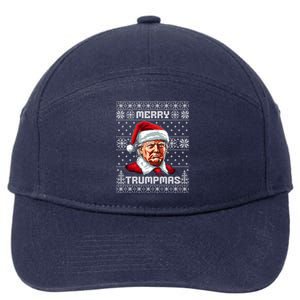 Merry Trumpmas Santa Claus Trump Christmas Ugly Christmas 7-Panel Snapback Hat