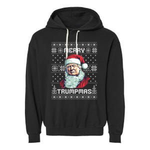 Merry Trumpmas Santa Claus Trump Christmas Ugly Christmas Garment-Dyed Fleece Hoodie