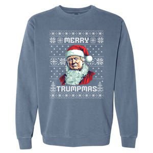 Merry Trumpmas Santa Claus Trump Christmas Ugly Christmas Garment-Dyed Sweatshirt