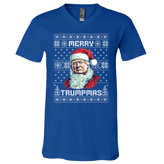 Merry Trumpmas Santa Claus Trump Christmas Ugly Christmas V-Neck T-Shirt