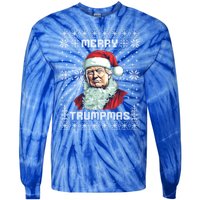 Merry Trumpmas Santa Claus Trump Christmas Ugly Christmas Tie-Dye Long Sleeve Shirt