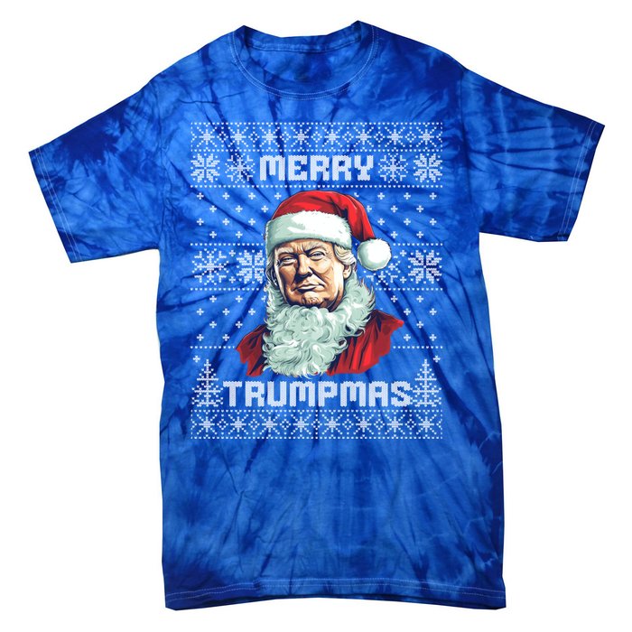 Merry Trumpmas Santa Claus Trump Christmas Ugly Christmas Tie-Dye T-Shirt