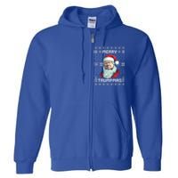 Merry Trumpmas Santa Claus Trump Christmas Ugly Christmas Full Zip Hoodie