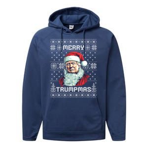 Merry Trumpmas Santa Claus Trump Christmas Ugly Christmas Performance Fleece Hoodie