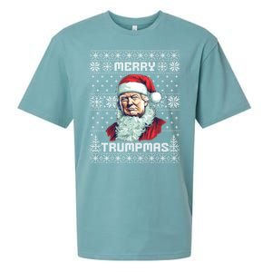 Merry Trumpmas Santa Claus Trump Christmas Ugly Christmas Sueded Cloud Jersey T-Shirt