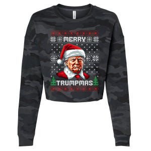 Merry Trumpmas Santa Claus Trump Christmas Ugly Christmas Cropped Pullover Crew