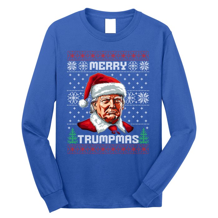 Merry Trumpmas Santa Claus Trump Christmas Ugly Christmas Long Sleeve Shirt