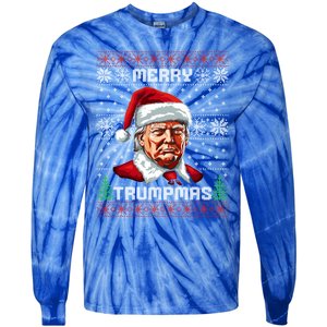 Merry Trumpmas Santa Claus Trump Christmas Ugly Christmas Tie-Dye Long Sleeve Shirt