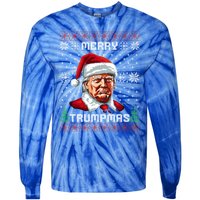 Merry Trumpmas Santa Claus Trump Christmas Ugly Christmas Tie-Dye Long Sleeve Shirt