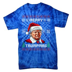 Merry Trumpmas Santa Claus Trump Christmas Ugly Christmas Tie-Dye T-Shirt