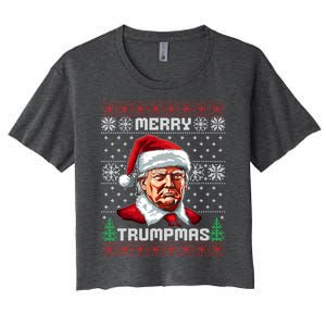 Merry Trumpmas Santa Claus Trump Christmas Ugly Christmas Women's Crop Top Tee