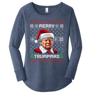 Merry Trumpmas Santa Claus Trump Christmas Ugly Christmas Women's Perfect Tri Tunic Long Sleeve Shirt