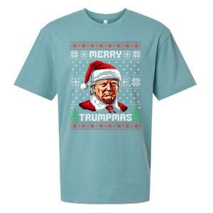 Merry Trumpmas Santa Claus Trump Christmas Ugly Christmas Sueded Cloud Jersey T-Shirt