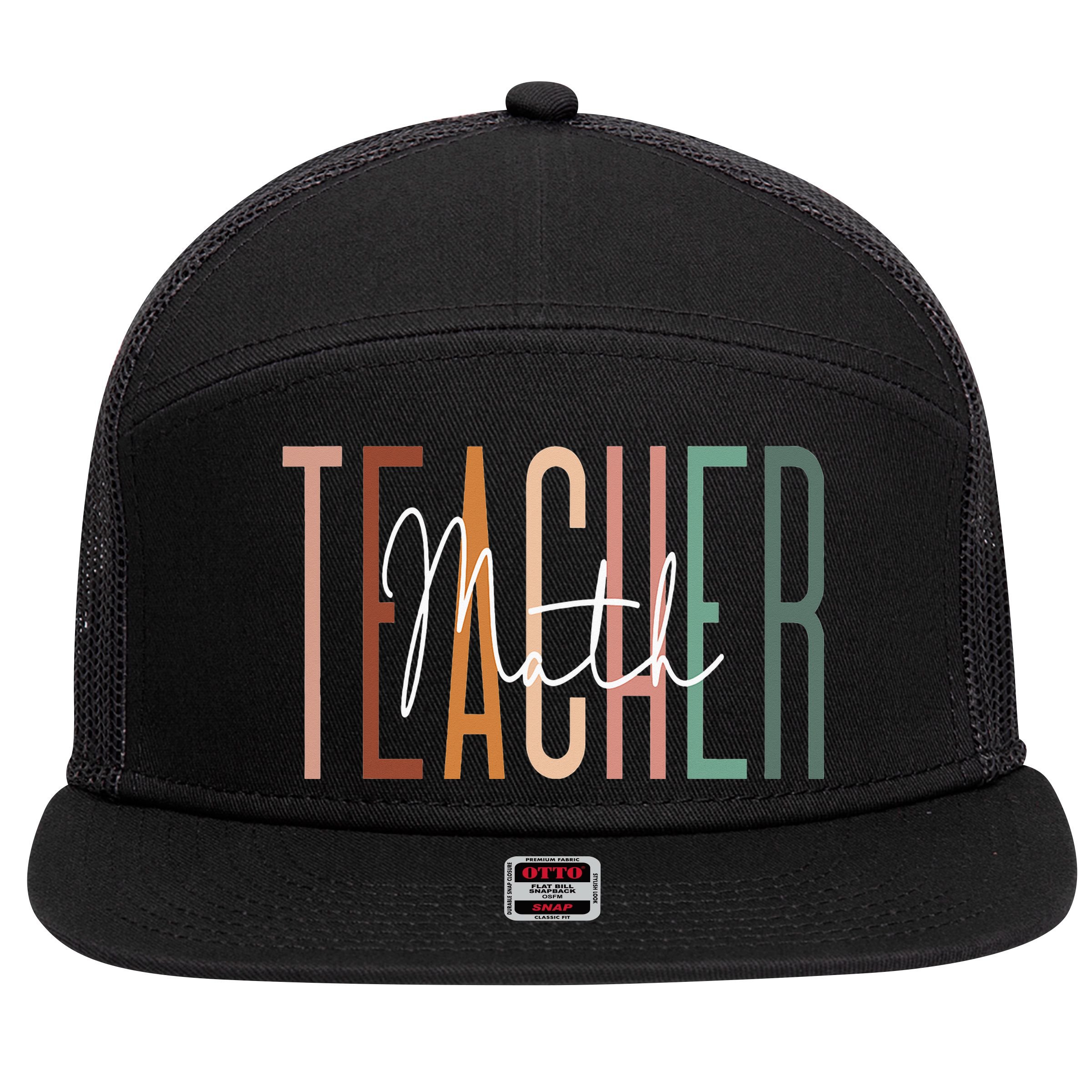 Math Teacher Squad Team Coach Mathematics 7 Panel Mesh Trucker Snapback Hat