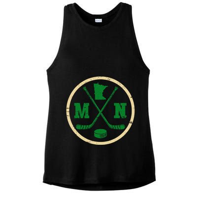 Mn The State Of Hockey Player Retro Minnesota Mn Ice Hockey Ladies PosiCharge Tri-Blend Wicking Tank