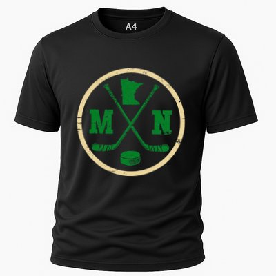 Mn The State Of Hockey Player Retro Minnesota Mn Ice Hockey Performance Shirt