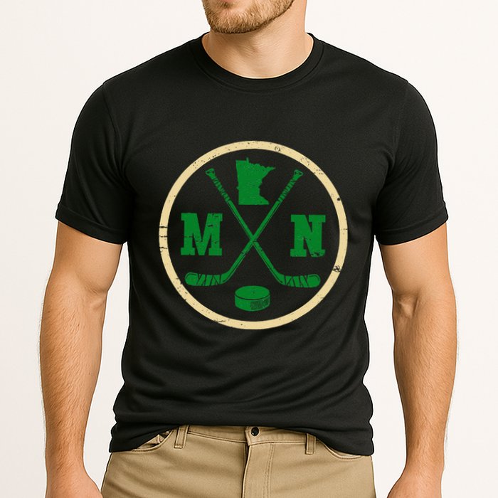 Mn The State Of Hockey Player Retro Minnesota Mn Ice Hockey Cooling Performance Crew T-Shirt