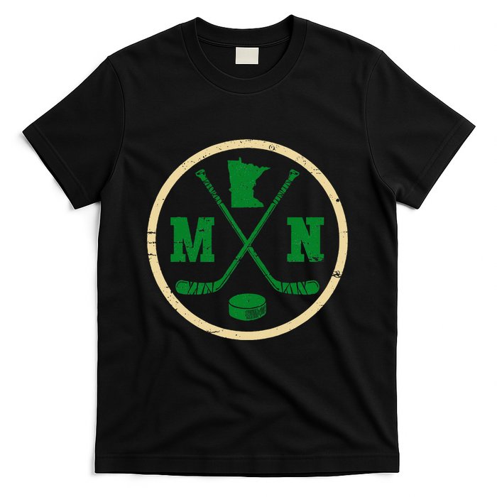 Mn The State Of Hockey Player Retro Minnesota Mn Ice Hockey T-Shirt