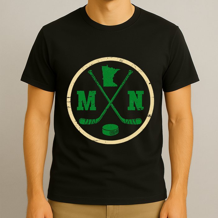 Mn The State Of Hockey Player Retro Minnesota Mn Ice Hockey T-Shirt