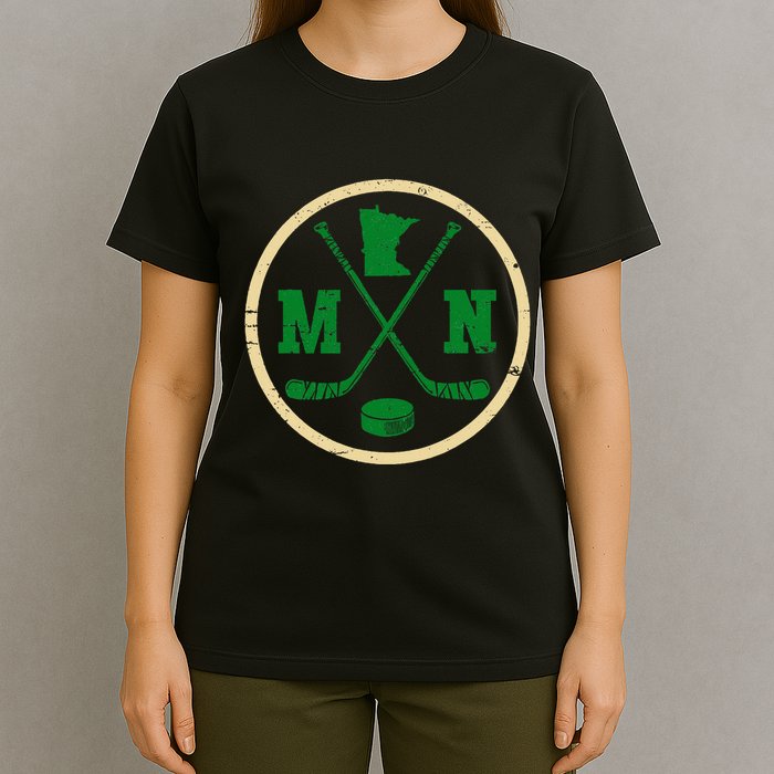 Mn The State Of Hockey Player Retro Minnesota Mn Ice Hockey T-Shirt
