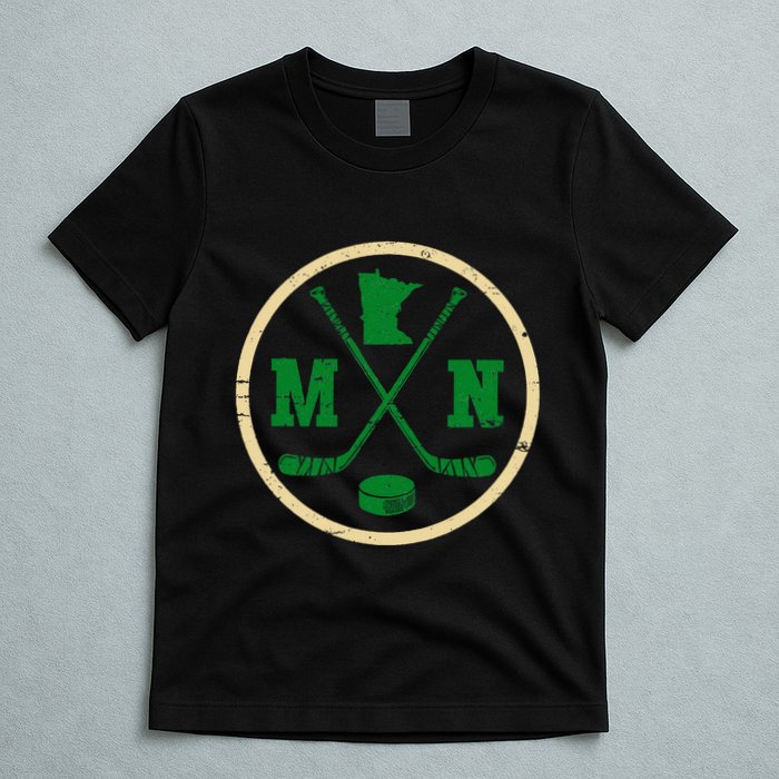 Mn The State Of Hockey Player Retro Minnesota Mn Ice Hockey T-Shirt
