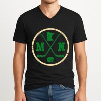 Mn The State Of Hockey Player Retro Minnesota Mn Ice Hockey V-Neck T-Shirt