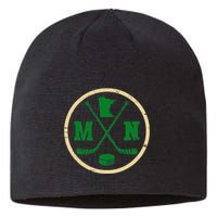 Mn The State Of Hockey Player Retro Minnesota Mn Ice Hockey Sustainable Beanie