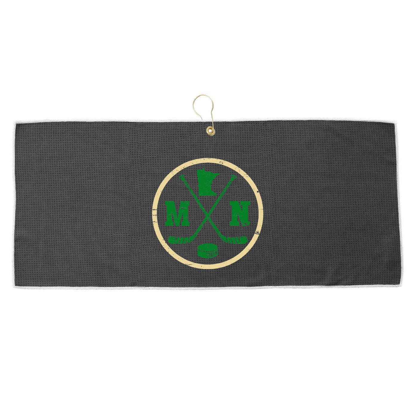 Mn The State Of Hockey Player Retro Minnesota Mn Ice Hockey Large Microfiber Waffle Golf Towel