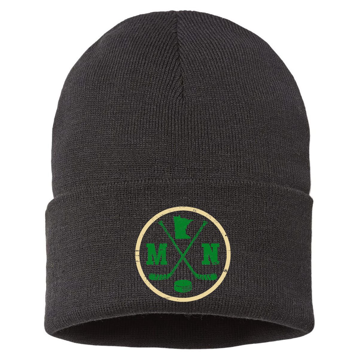 Mn The State Of Hockey Player Retro Minnesota Mn Ice Hockey Sustainable Knit Beanie