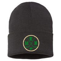 Mn The State Of Hockey Player Retro Minnesota Mn Ice Hockey Sustainable Knit Beanie