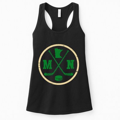 Mn The State Of Hockey Player Retro Minnesota Mn Ice Hockey Womens Tank Top