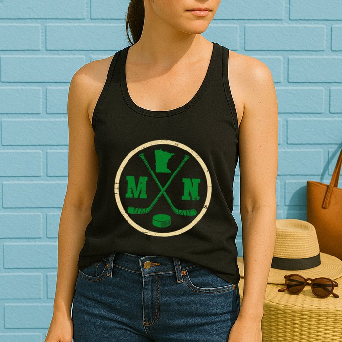 Mn The State Of Hockey Player Retro Minnesota Mn Ice Hockey Womens Tank Top
