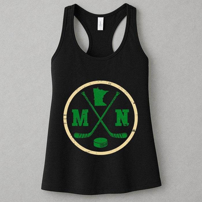 Mn The State Of Hockey Player Retro Minnesota Mn Ice Hockey Womens Tank Top