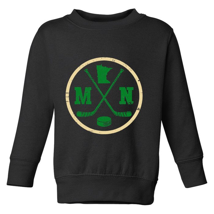 Mn The State Of Hockey Player Retro Minnesota Mn Ice Hockey Toddler Sweatshirt