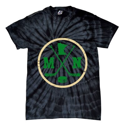 Mn The State Of Hockey Player Retro Minnesota Mn Ice Hockey Tie-Dye T-Shirt