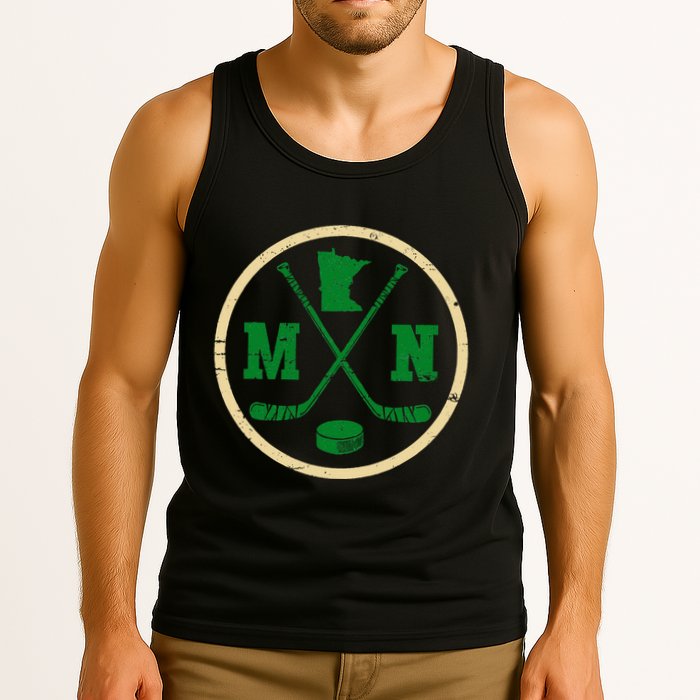 Mn The State Of Hockey Player Retro Minnesota Mn Ice Hockey Tank Top