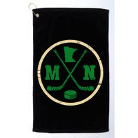 Mn The State Of Hockey Player Retro Minnesota Mn Ice Hockey Golf Towel
