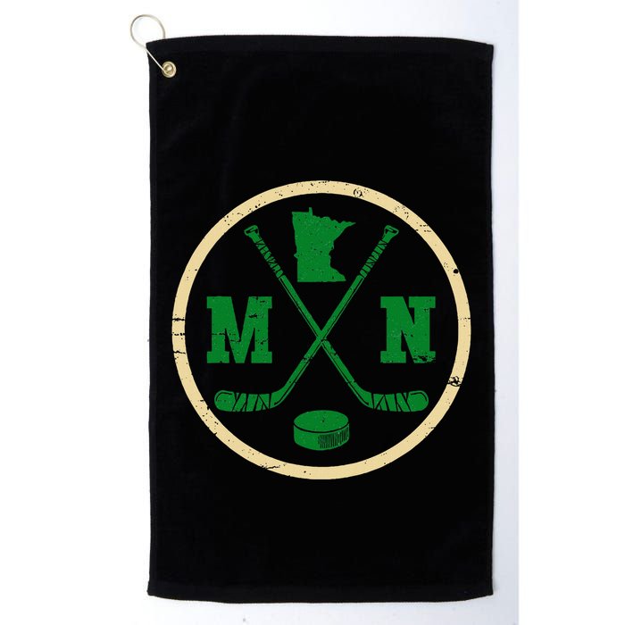 Mn The State Of Hockey Player Retro Minnesota Mn Ice Hockey Golf Towel