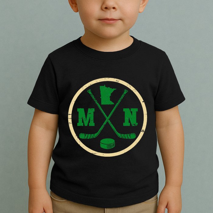 Mn The State Of Hockey Player Retro Minnesota Mn Ice Hockey Toddler T-Shirt