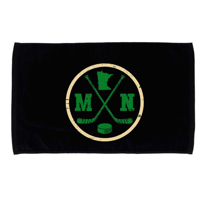 Mn The State Of Hockey Player Retro Minnesota Mn Ice Hockey Microfiber Hand Towel