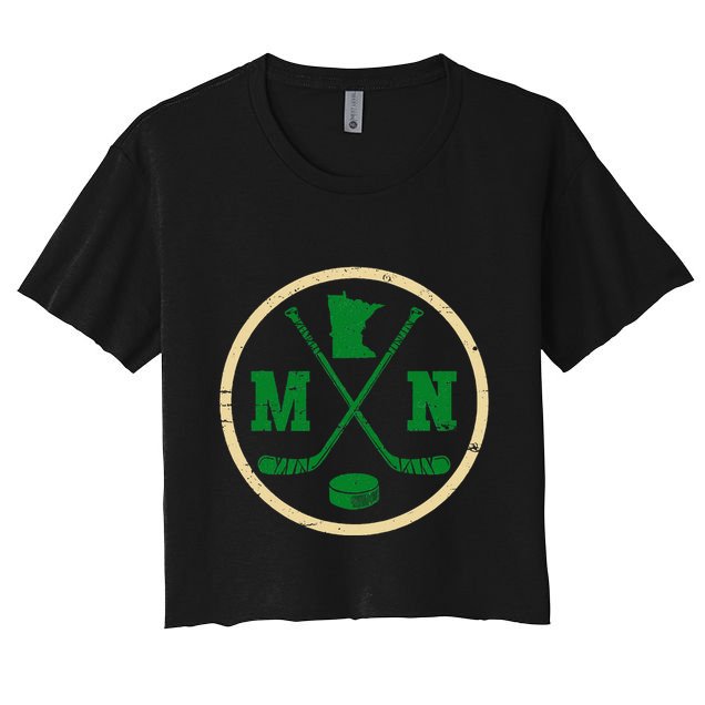 Mn The State Of Hockey Player Retro Minnesota Mn Ice Hockey Crop Top