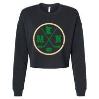 Mn The State Of Hockey Player Retro Minnesota Mn Ice Hockey Cropped Pullover Crew