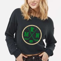 Mn The State Of Hockey Player Retro Minnesota Mn Ice Hockey Cropped Pullover Crew