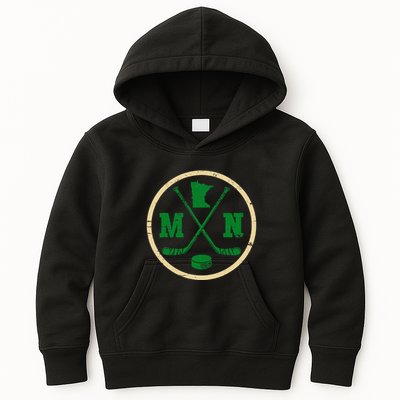 Mn The State Of Hockey Player Retro Minnesota Mn Ice Hockey Kids Hoodie
