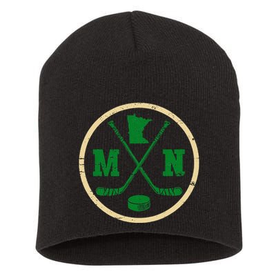 Mn The State Of Hockey Player Retro Minnesota Mn Ice Hockey Short Acrylic Beanie