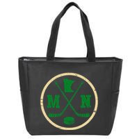 Mn The State Of Hockey Player Retro Minnesota Mn Ice Hockey Zip Tote Bag