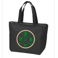 Mn The State Of Hockey Player Retro Minnesota Mn Ice Hockey Zip Tote Bag