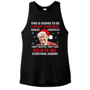 Merry Trumpmas Santa Trumpchristmas Pajamas Funny Ladies PosiCharge Tri-Blend Wicking Tank